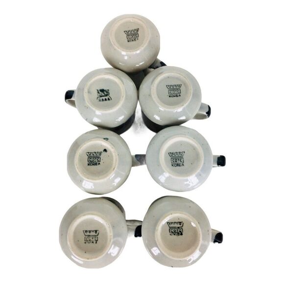 Vintage 70's Bohemian Floral Stoneware Coffee Tea Mugs Set of Seven COTC - Picture 6 of 6